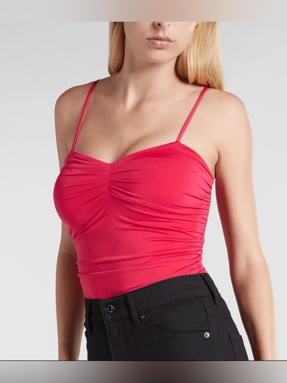 Express Body Contour Hot Pink Ruched Bodysuit XL Barbie Party Coquette